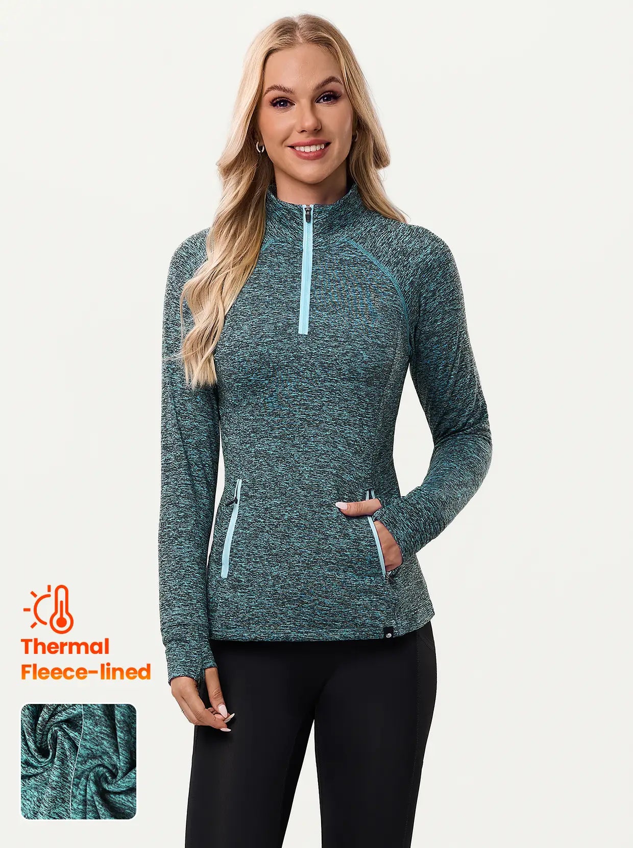 Quarter-zip long-sleeve Thermal Top for Women