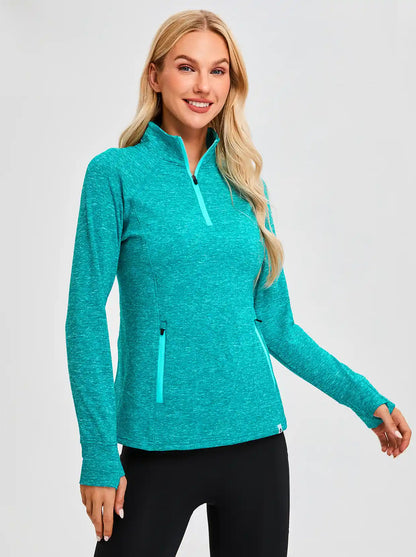 Women's Quarter-zip Fleece Top with thumb holes