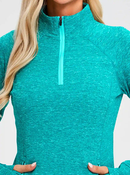 Women's Quarter-zip Fleece Top with thumb holes