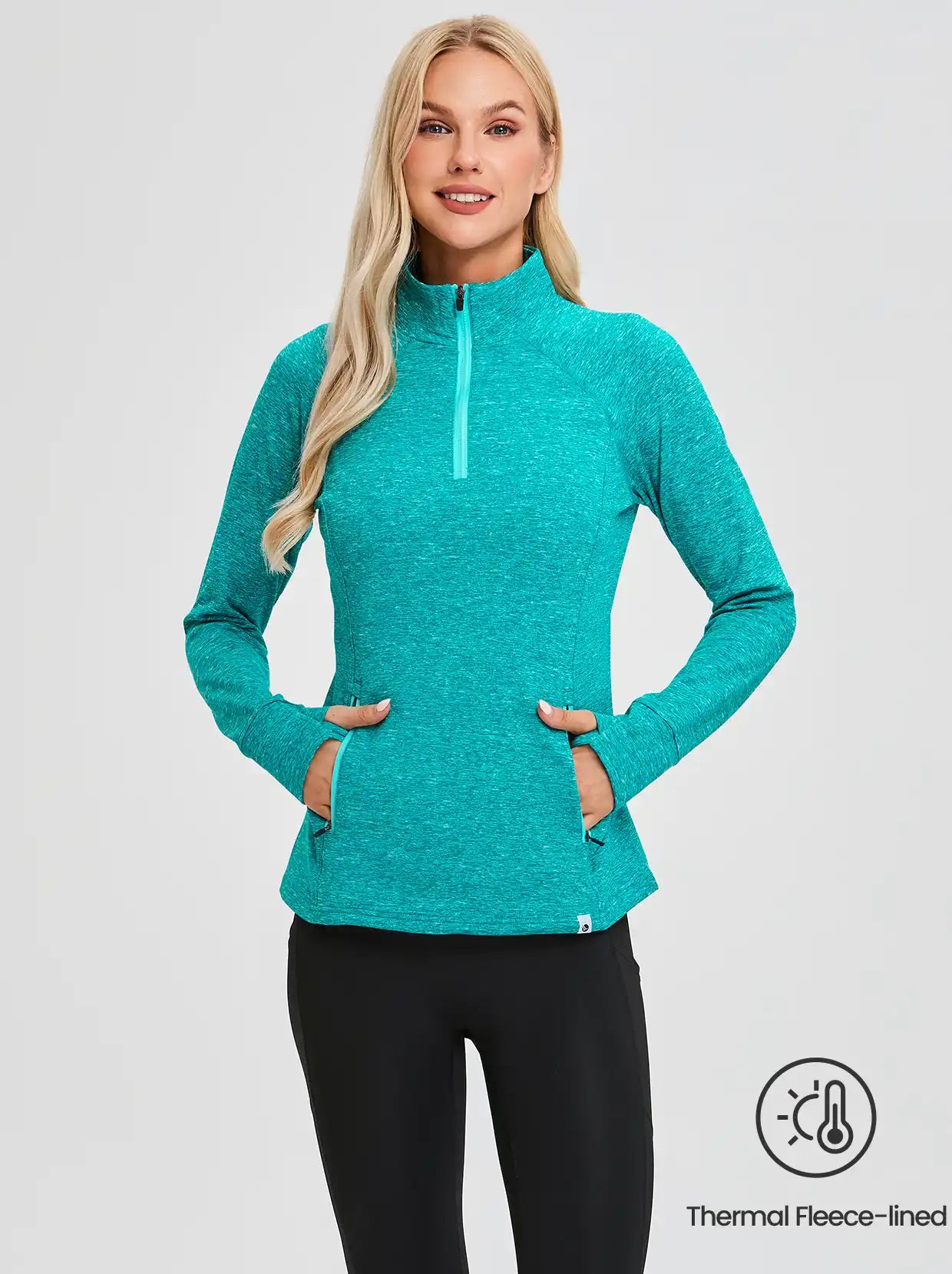 Women's Quarter-zip Fleece Top with thumb holes