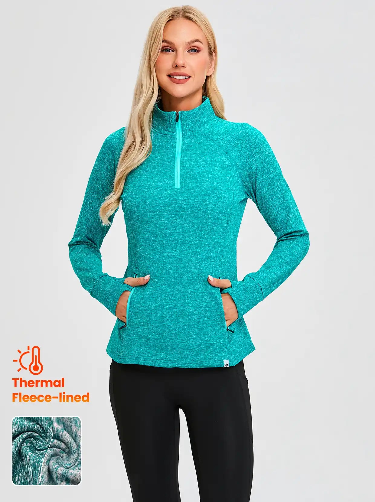 Women's Quarter-zip Fleece Top with thumb holes