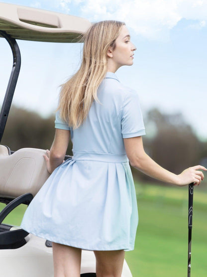 Blue Button Golf Dress with Shorts