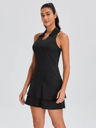 Solid Color 32" V-neck Racerback Athletic Dress with Shorts