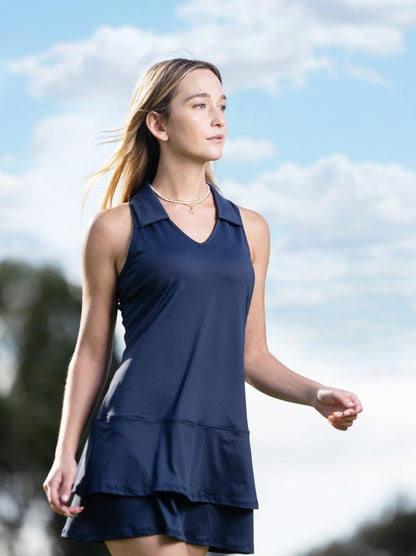 Navy V-Neck Golf Dress with Shorts