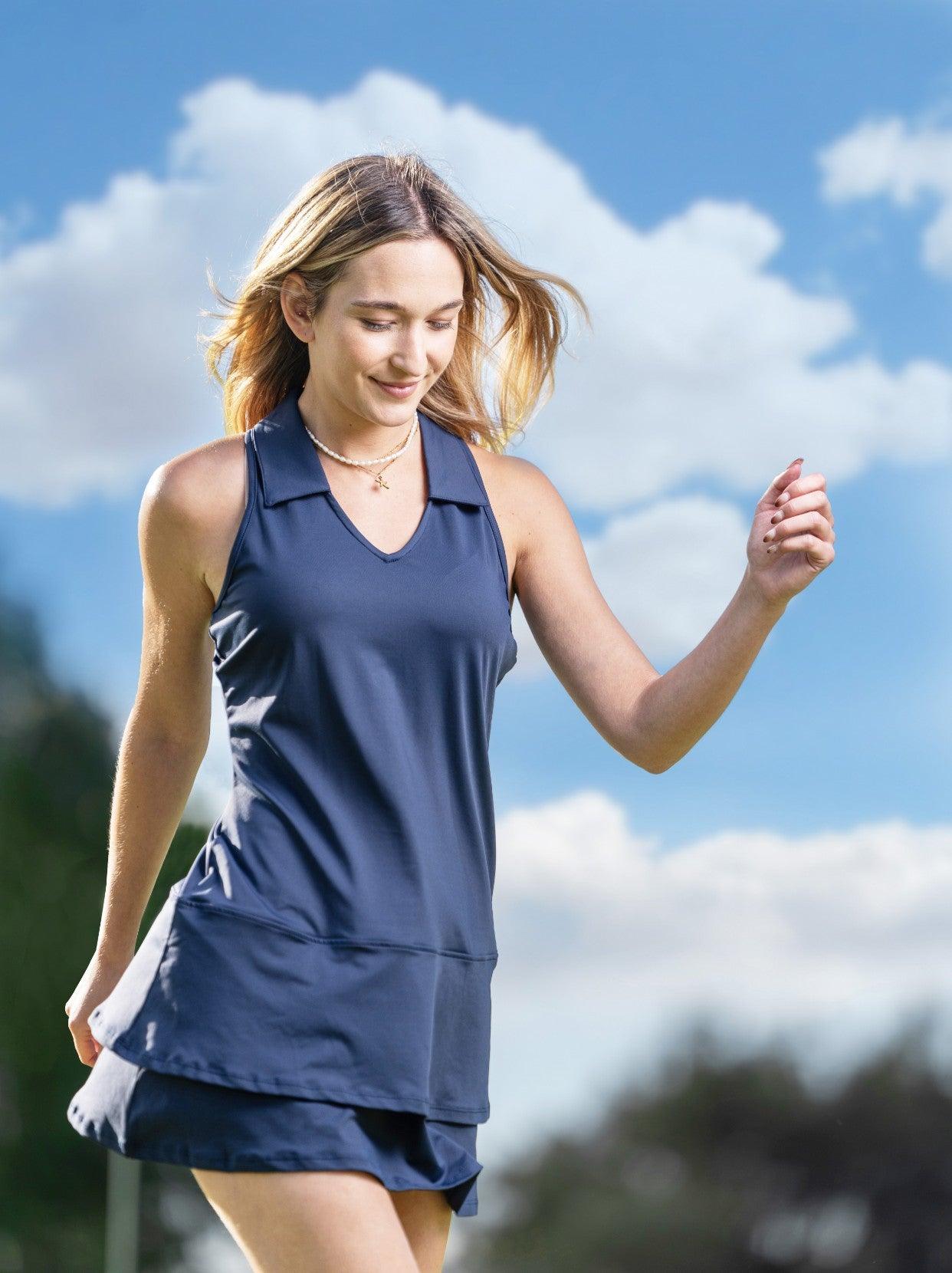 Navy V-Neck Golf Dress with Shorts