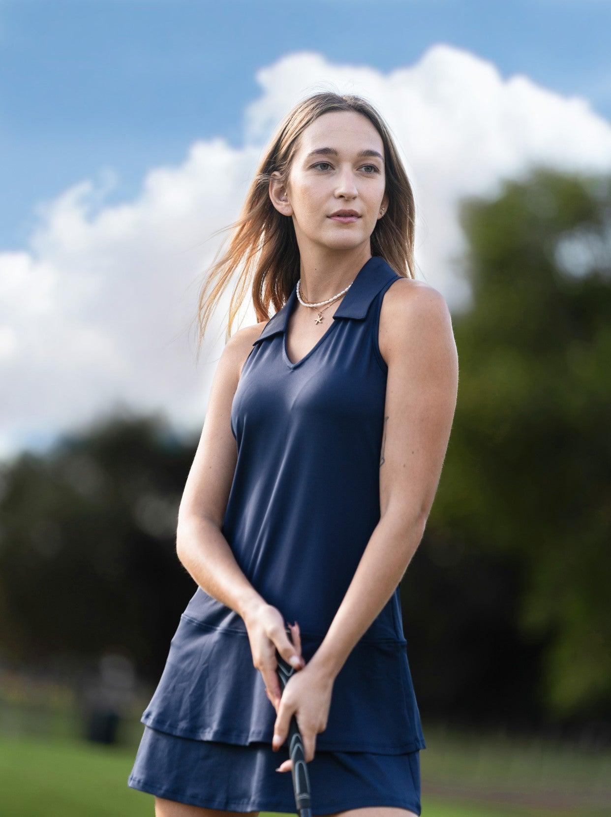 Navy V-Neck Golf Dress with Shorts