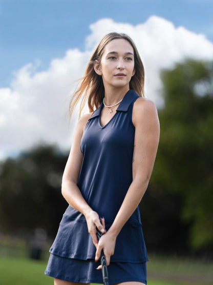 Navy V-Neck Golf Dress with Shorts