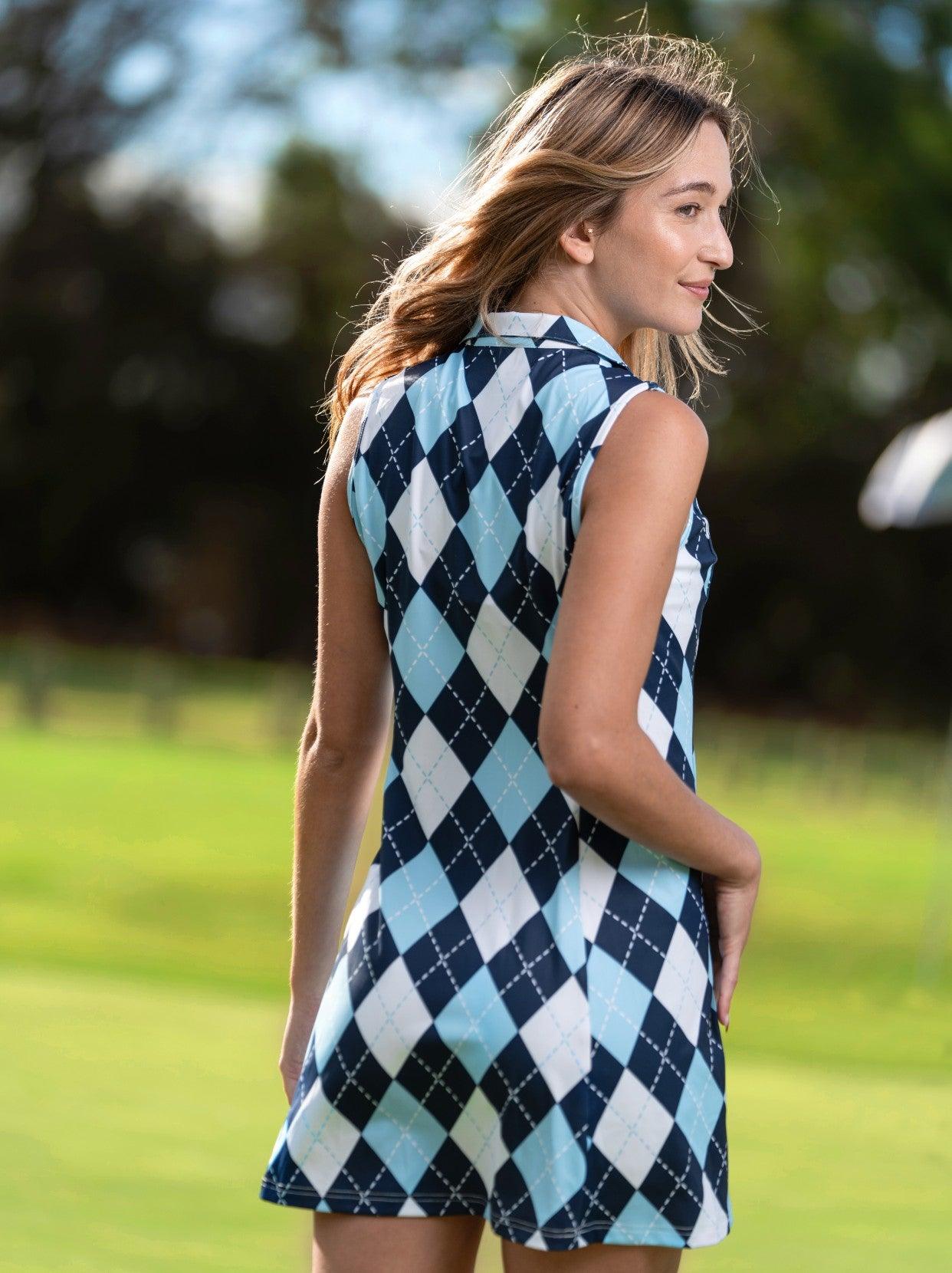 Checkerboard Zipper Golf Dress with Shorts | Suitable for Tennis