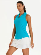 Basic V-neck Racerback Sleeveless Polo Shirt For Women
