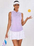 Solid Purple Classic V Neck Sleeveless Polo Shirt