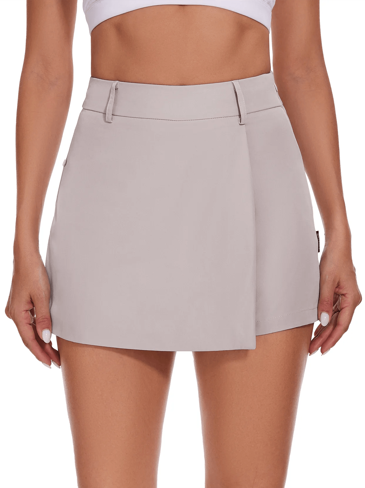 Light Grey Side Zipper Active Skort 