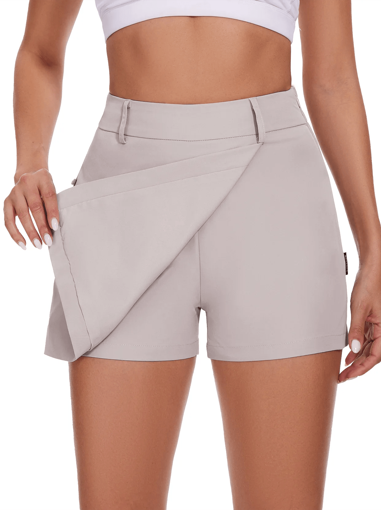 Light Grey Side-Zipper Golf Skort