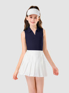 Girls Solid Color V-neck Sleeveless Polo Top for Girls