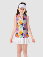 Girls Colorful  Print V-neck Sleeveless Polo Shirt