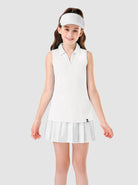 Basic V-neck Sleeveless Polo Top for Girls