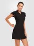 Basic 34" Quarter-zip Ruffled Short-sleeve Dresses with Shorts