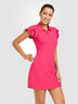 Basic 34" Quarter-zip Ruffled Short-sleeve Dresses with Shorts
