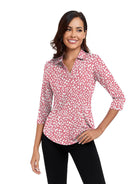 Women's 3/4 Sleeve V-neck Polo Shirt