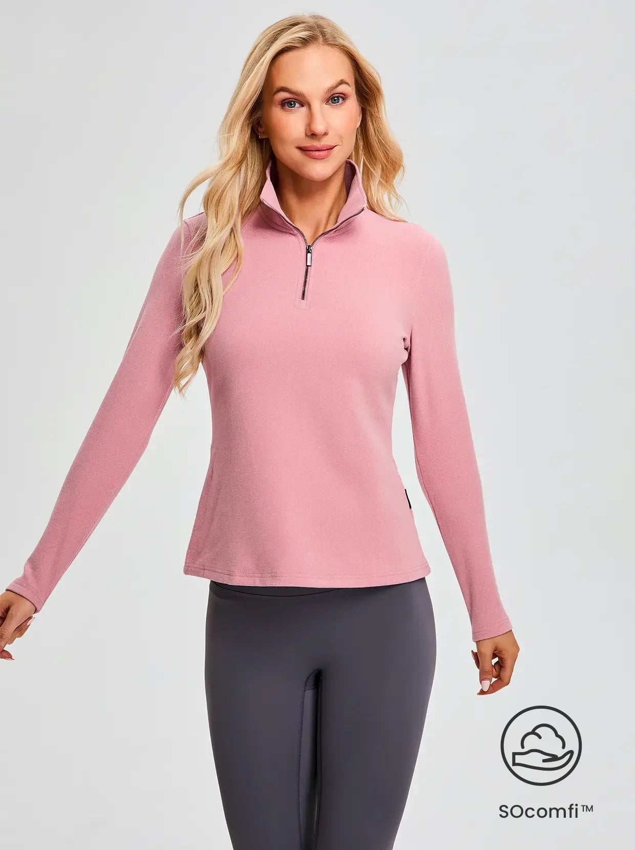 SOcomfi™ Quarter-zip Long-sleeve Polo Shirt for Women 