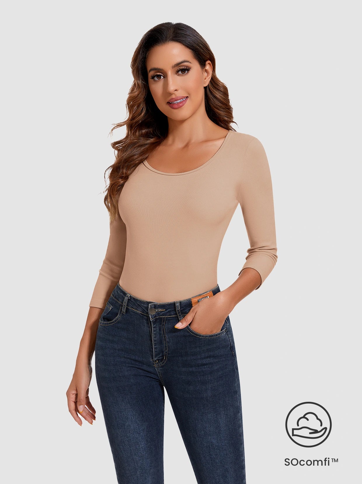 SOcomfi™ Crew-Neck 3/4 Sleeve Thermal Underwear for Women