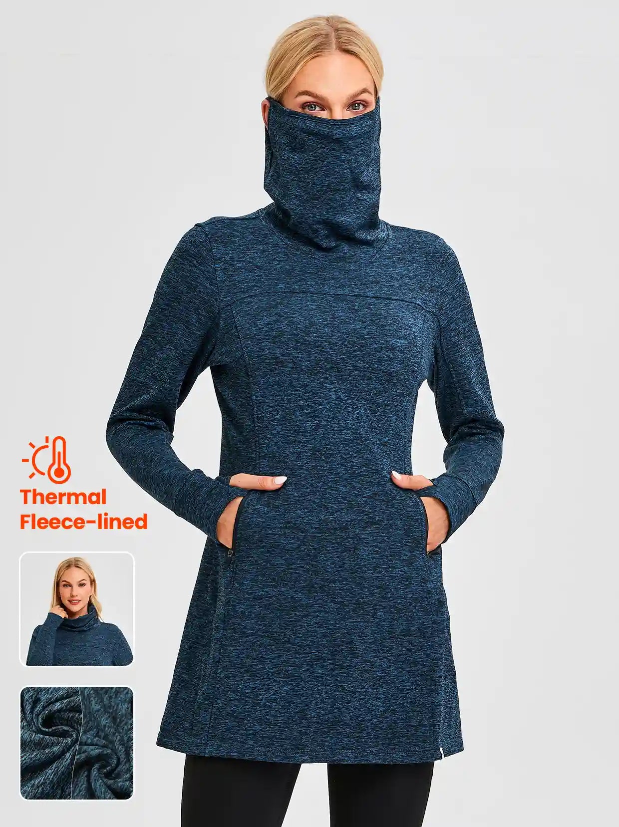 Soneven Dames fleece-pullover met opstaande kraag, tuniek met 1/4 rits, thermosweater met lange mouwen, warme bovenkleding voor herfst en winter, XXL Soneven Dames fleece-pullover met opstaande kraag, tuniek met 1/4 rits, thermosweater met lange mouwen, warme bovenkleding voor herfst en winter, XXL