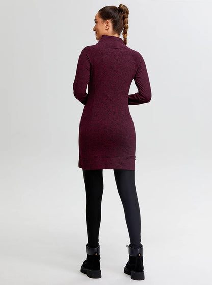 Ladies Side-zip Long-sleeve Thermal Dress with Pockets