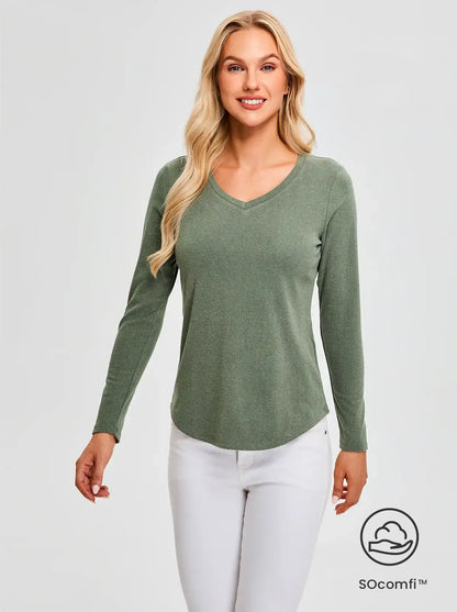 SOcomfi™ V-neck Thermal  long-sleeve Tops for Women