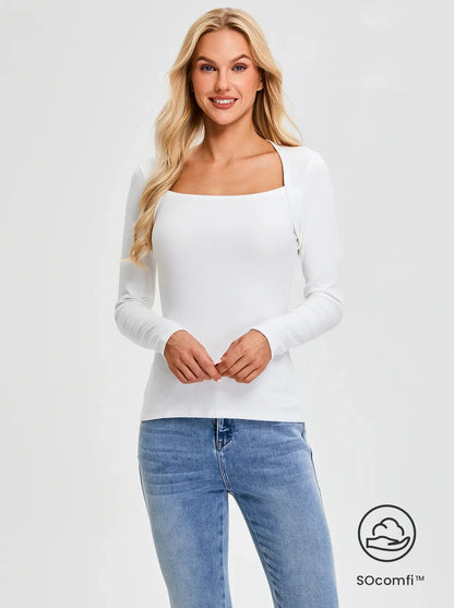 SOcomfi™ Square Collar Long-sleeve Tops For Women