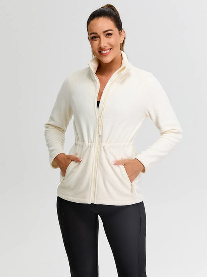 Ladies Apricot Full-zip Fleece Jackets with Cinched Waist