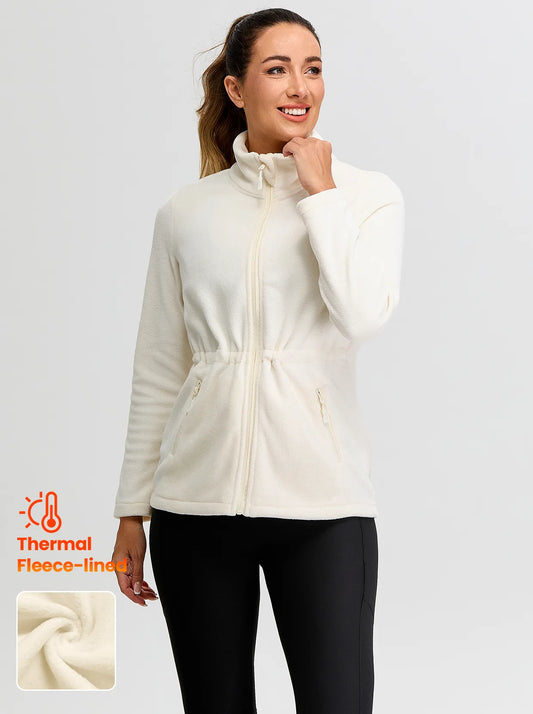 Ladies Apricot Full-zip Fleece Jackets with Cinched Waist