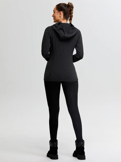 Half-zip Hoodies Long-sleeve Thermal Top for Women