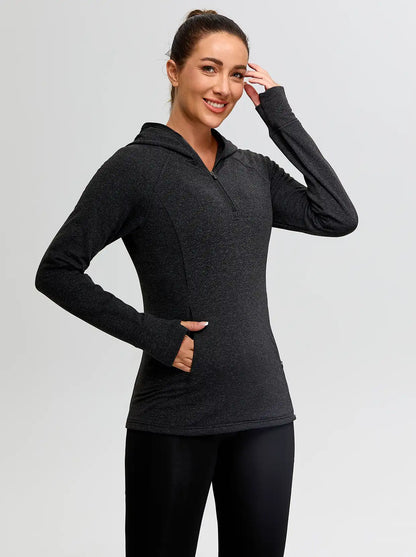 Half-zip Hoodies Long-sleeve Thermal Top for Women