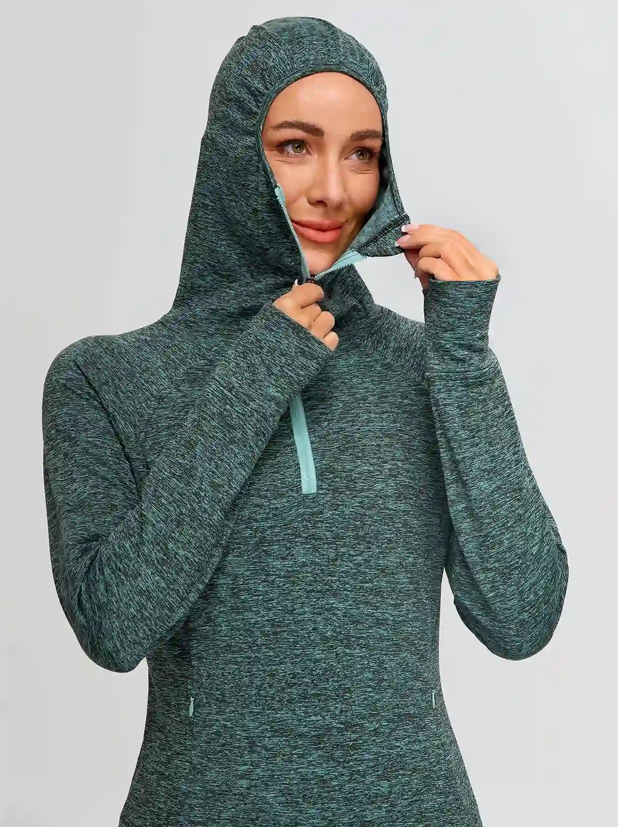 Half-zip Hoodies Long-sleeve Thermal Top for Women