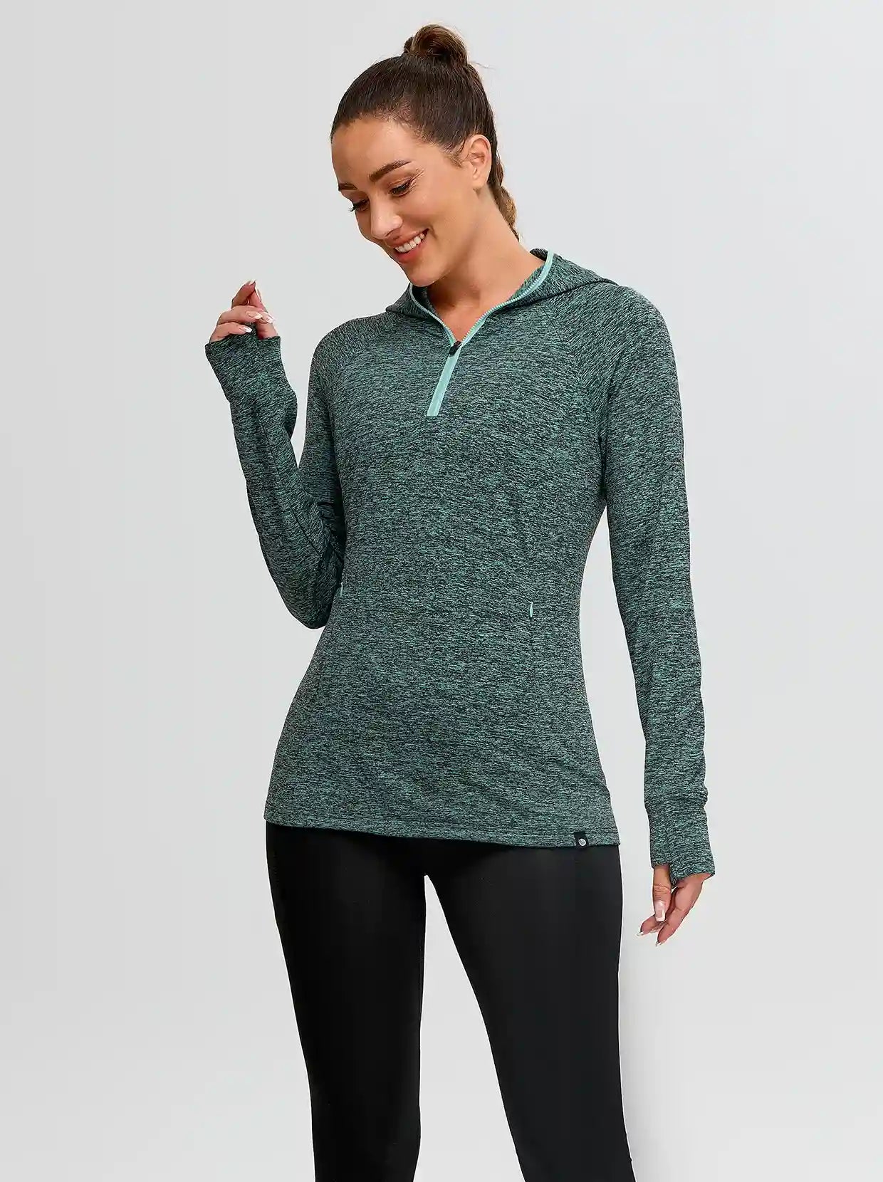 Half-zip Hoodies Long-sleeve Thermal Top for Women