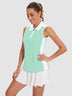 Solid Color Quarter-zip Sleeveless Polo Shirt For Women