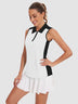 Solid Color Quarter-zip Sleeveless Polo Shirt For Women
