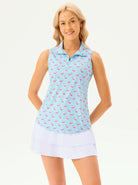 Flamingo Quarter-zip Sleeveless Polo Shirt For Women