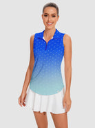 White Dot Quarter-zip Sleeveless Polo Shirt For Women