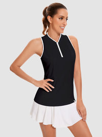 Basic Quarter-zip Racerback Sleeveless Shirt