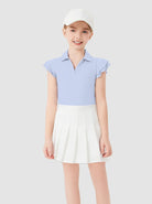 Girls V-neck Ruffled Short-sleeve Polo Shirt