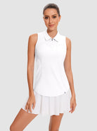 Basic Quarter-zip Sleeveless Polo Shirt For Women