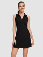 Basic 34" Quarter-zip Racerback Sleeveless Dress For Women 