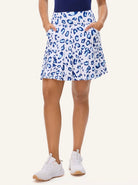 Blue Leopard 18" Pleated Active Skorts with Shorts and Pockets