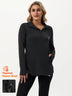 Quarter-zip Long-sleeve Thermal Tops with Curved Split Hem