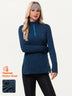 Quarter-zip Long-sleeve Thermal Tops with Curved Split Hem