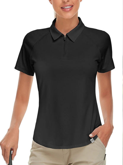 Black Short-sleeve Golf Shirt for Ladies