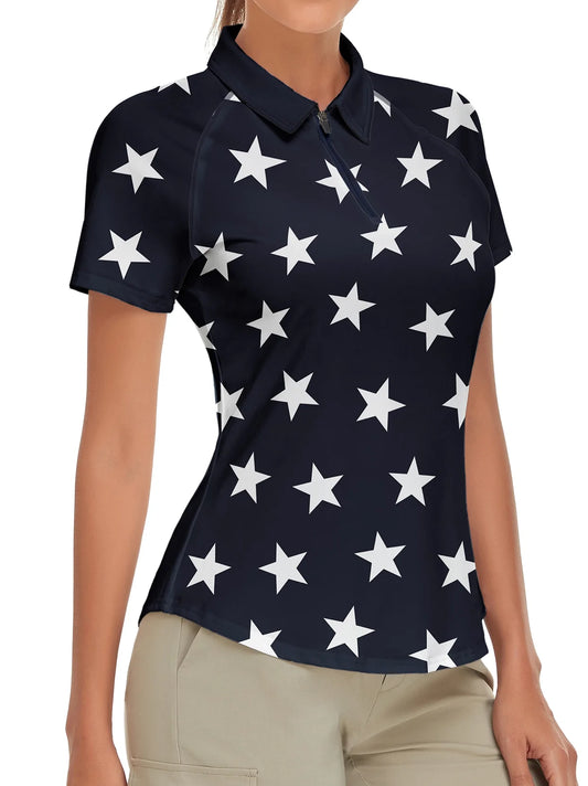 Gopune Women's V Neck Golf Polo Shirts Collarless Short Sleeve Lightweight  Quick Dry Tennis Running T-Shirts