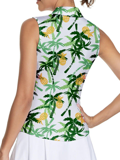 Coconut and Pineapple Athletic Sleeveless Polo Shirts