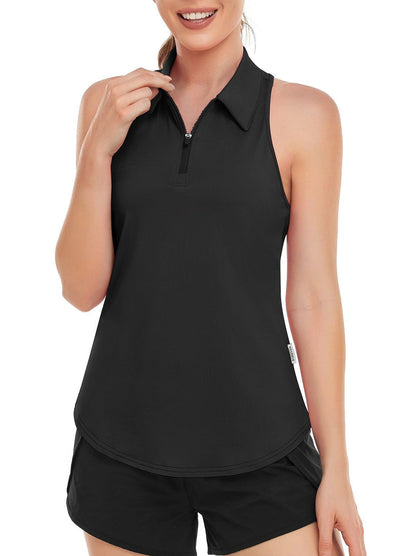 Soneven Ladies Golf Sleeveless Polo-💃🏼SO®Athletic Black Polo Shirts Moisture Wicking Tennis Shirts Dry Fit