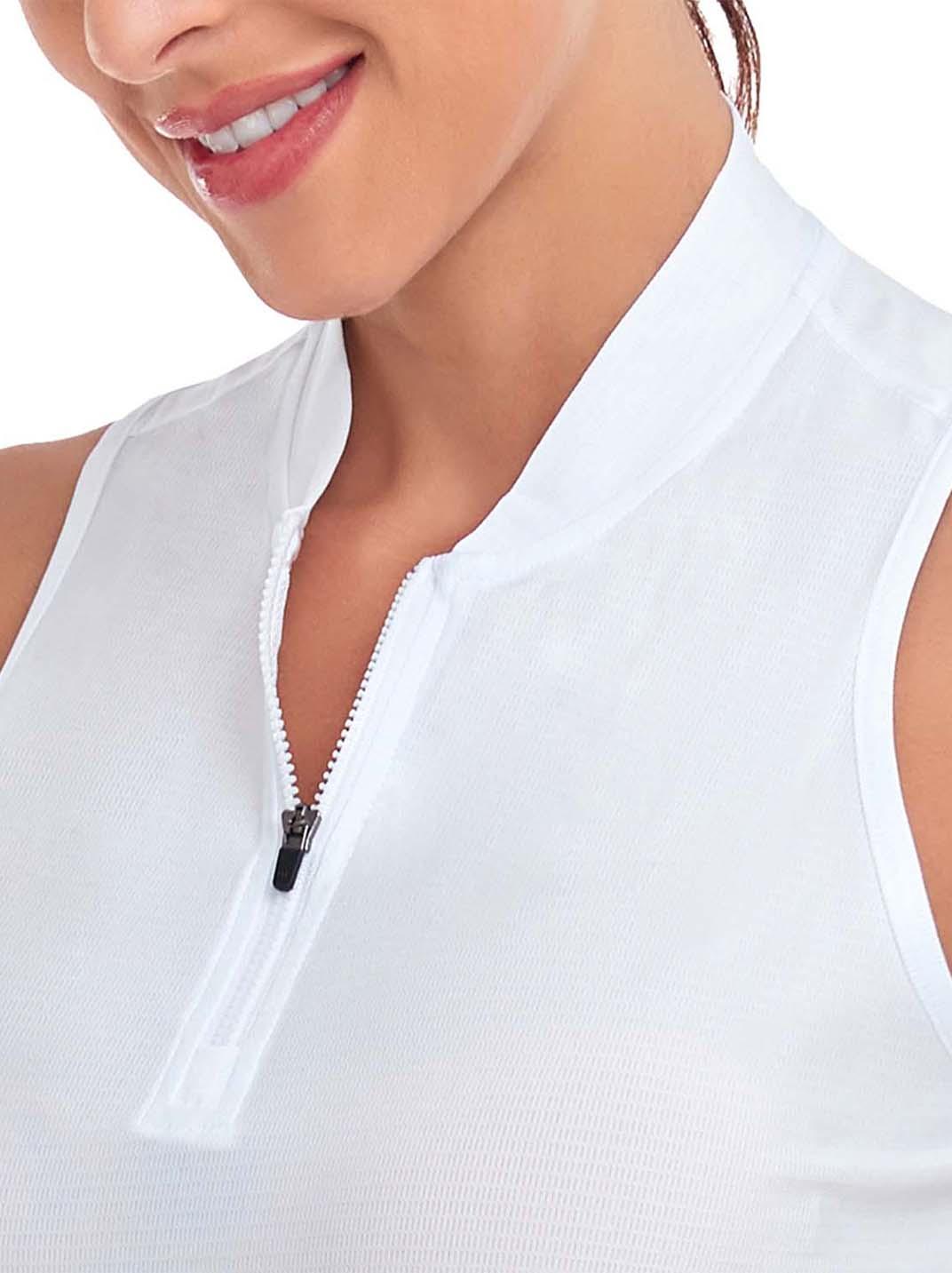 Ladies Sleeveless Golf Polo- White Athletic Polo Shirts Moisture Wicking Tennis Shirts Dry Fit